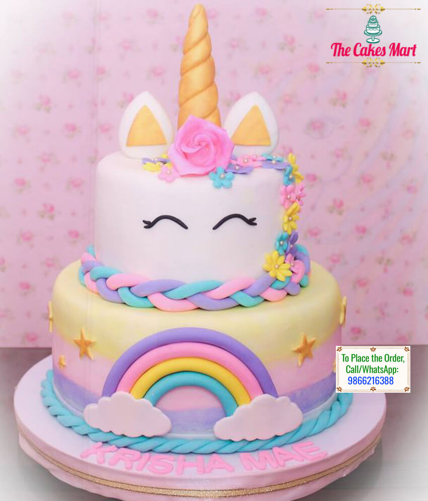 2 Tier Unicorn Theme Cake 02