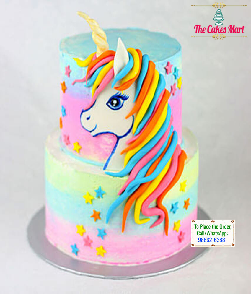 2 Tier Unicorn Theme Cake 01