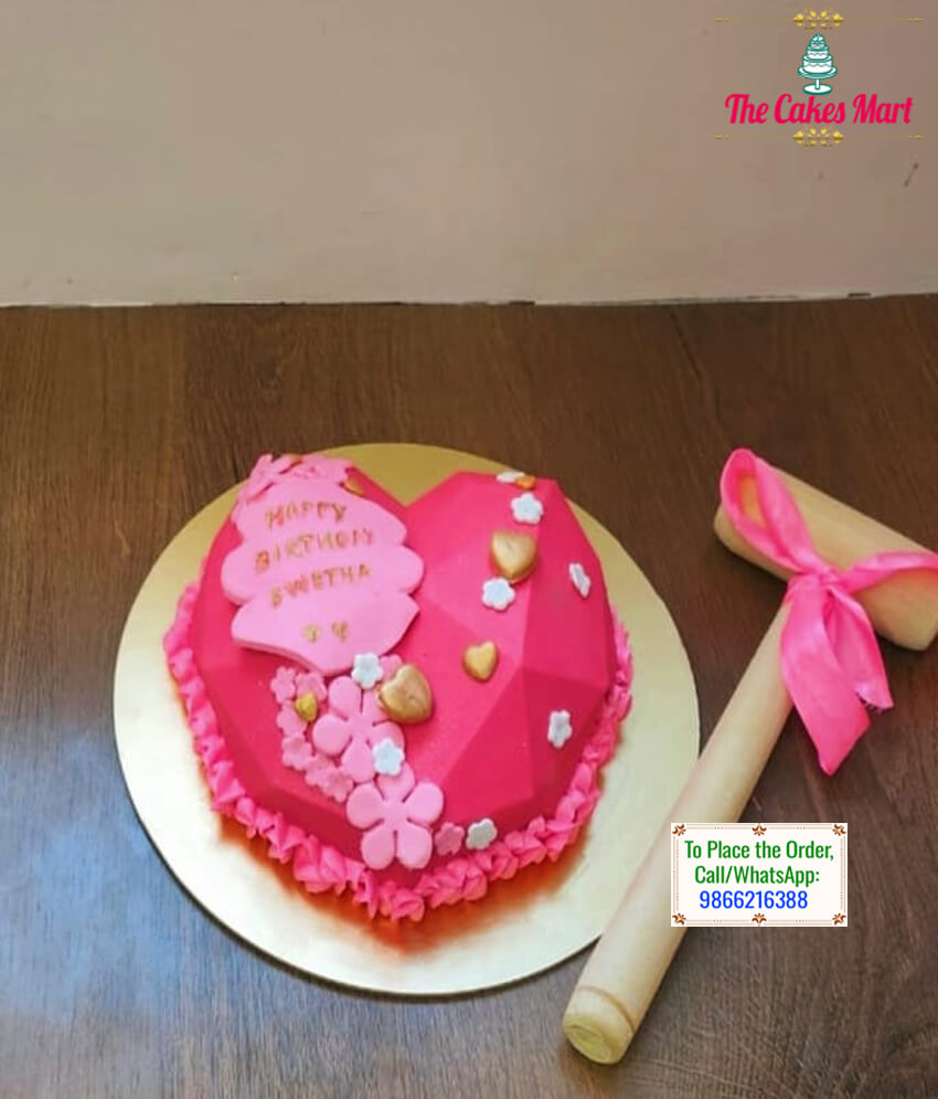 Pink Heart Pinata Cake
